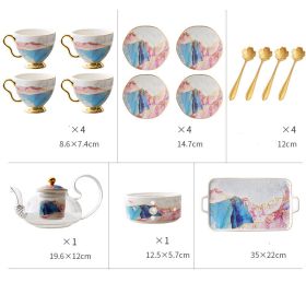 English Ceramic Glass Flower Tea Cup Set