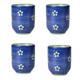 4Pcs Japanese Style Cute Flowers Ceramic Teacups Small Straight Wine Cups 150ML