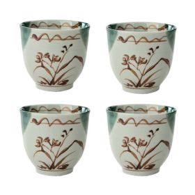 4Pcs Japanese Style Orchid Ceramic Teacups Small Straight Wine Cups 150ML