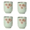 4Pcs Japanese Style Pink Cherry Blossom Ceramic Teacups Small Straight Wine Cups 150ML