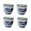 4Pcs Chinese Style Blue Painting Ceramic Teacups Small Straight Wine Cups 150ML