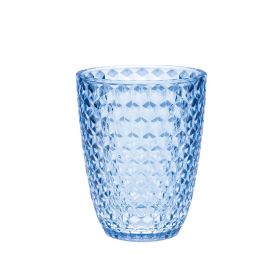 Designer Acrylic Diamond Cut Blue Drinking Glasses DOF Set of 4 (12oz), Premium Quality Unbreakable Stemless Acrylic Drinking Glasses for All Purpose