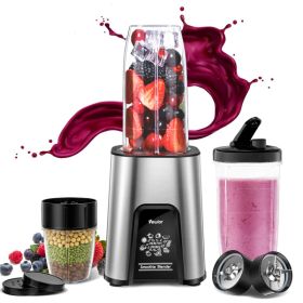 VEWIOR 1000W Smoothie Blender for Shakes and Smoothies; 11 Pieces Personal Blender for Kitchen; 2*23oz+10oz Blender Cups with To-Go Lids for Fruit Veg