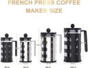 Small French Press Coffee Make; with 4 Level Filtration System Borosilicate Glass Durable Stainless Steel Thickened Heat Resistant