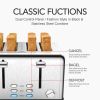 Toaster 4 slices, stainless steel extra-wide slot toaster, dual control panel with bagel/defrost/cancel function, 6 shade settings for baking bread, d