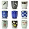 4Pcs Japanese Style Blue Ceramic Teacups Small Straight Wine Cups 150ML