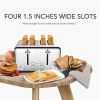 Toaster 4 slices, stainless steel extra-wide slot toaster, dual control panel with bagel/defrost/cancel function, 6 shade settings for baking bread, d