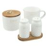 Better Homes & Gardens Farmhouse 4-Piece Dotted Sugar Cannister, Creamer, and Salt and Pepper Shaker Set in White