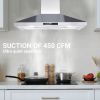 30 inch Range Hood Wall Mounted 450 CFM Touch Panel Kitchen Stainless Steel Vented