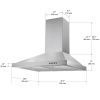 30 inch Wall Mounted Kitchen Range Hood Stainless Steel 450 CFM Vent LED Lamp 3-Speed New